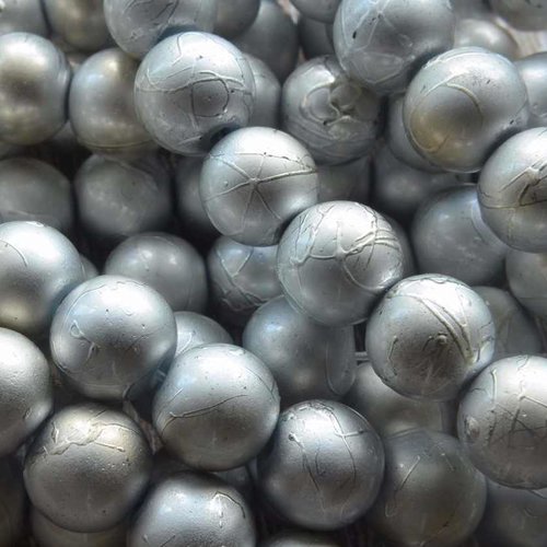 20 perles en verre tréfilé - 4 mm - gris argenté - drawbench - verre filé (pfd04a)