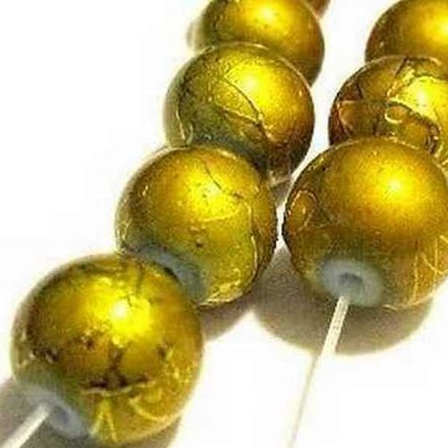 20 perles en verre tréfilé - 4 mm - jaune doré - drawbench - verre filé (pfd04d)