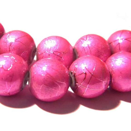 10 perles en verre tréfilé - 4 mm - rose fuchsia - drawbench - verre filé (pfd04f)
