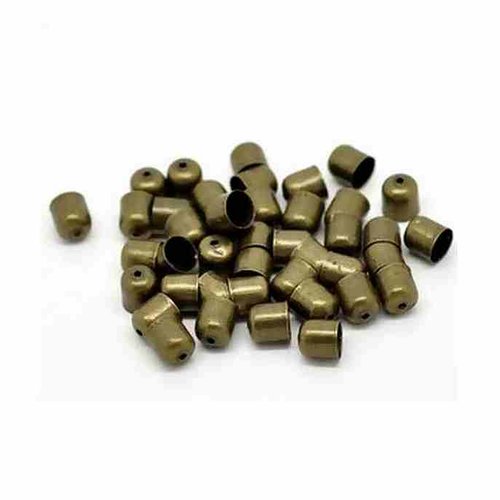 10 embouts pour cordons - 5 x 4 mm - couleur bronze - embouts à coller - coupelles - tulipes - clochettes - calottes - caps (et05ba)