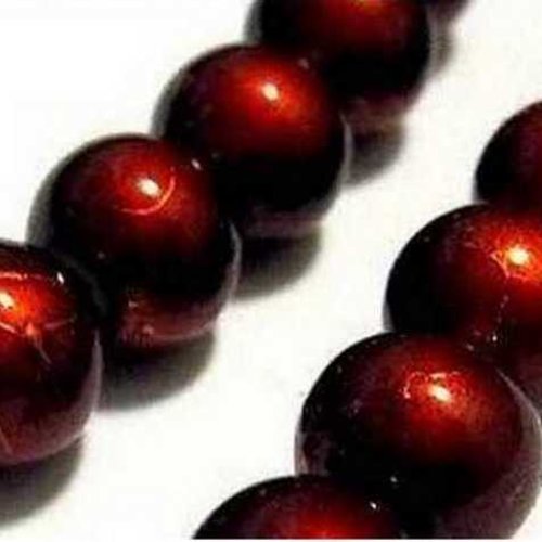 20 perles en verre tréfilé - 4 mm - rouge bordeaux - drawbench - verre filé (pfd04rb)