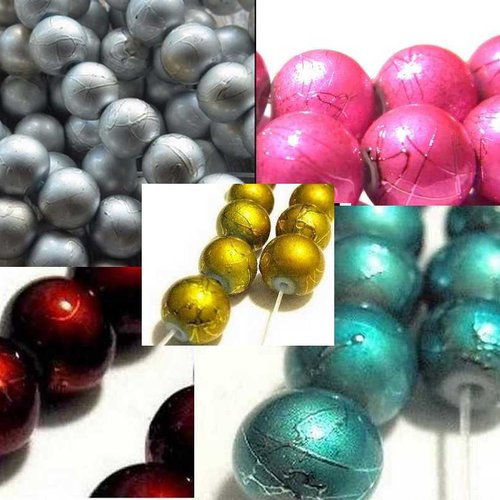 30 perles en verre tréfilé - 4 mm - mélange de couleurs - multicolores - drawbench - verre filé (pfd04mx)