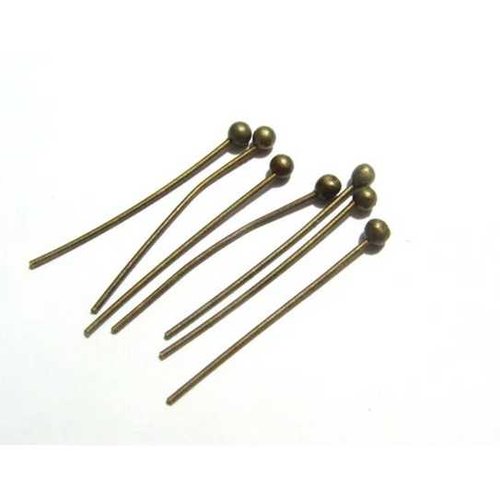 50 clous à tête boule - 16 mm - couleur bronze vieilli - tiges à tête boule - clous tiges à bille (cttb16ba)