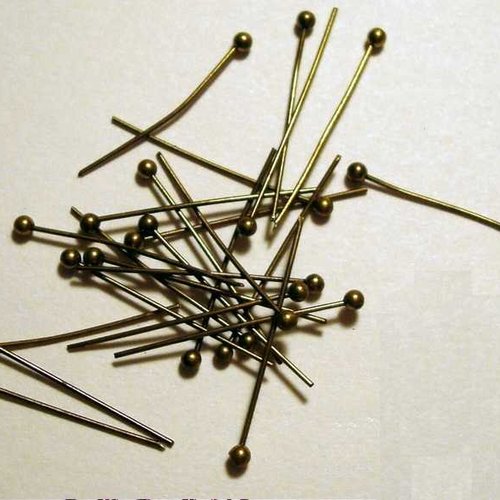 50 clous à tête boule - 25 mm - couleur bronze vieilli - tiges à tête boule - clous tiges à bille (cttb25ba)