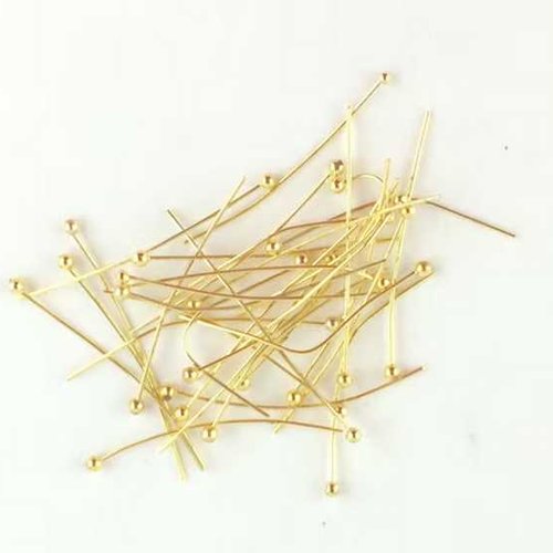 50 clous à tête boule - 30 mm - doré - tiges à tête boule - clous tiges à bille (cttb30d)
