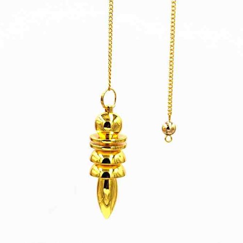 1 pendule / pendentif égyptien isis/osiris avec pointe - cuivre doré - avec chaîne dorée - pendule en métal (pm-egio07)