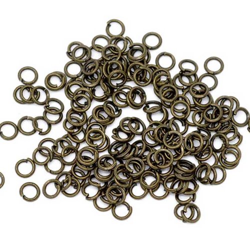 100 anneaux simples ouverts - 5 mm - couleur bronze vieilli - anneaux de jonction - ronds (aro05ba)