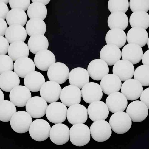 20 perles agate blanche mate opaque - 4 mm - pierres gemmes - rondes (abp04-1)
