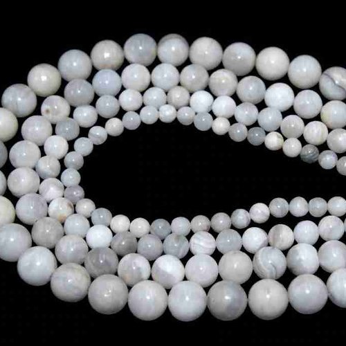 20 perles agate crazy lace blanche- 4 mm - couleur blanc / ivoire - white crazy - pierres gemmes - rondes (aclp04-2)