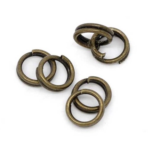 100 anneaux doubles ouverts - 4 mm - couleur bronze vieilli - anneaux de jonction - ronds - (ado04ba)