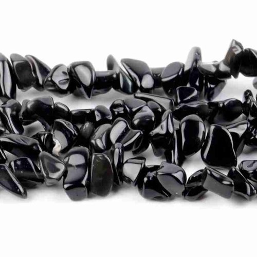 20 perles chips agate noire - 8 - 12 mm - noir - onyx - perles concassées - nuggets - pierres gemmes (agnch-2)