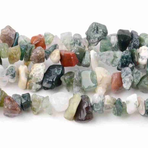 20 perles chips agate indienne - 8 - 12 mm - couleurs variées - perles concassées - nuggets - pierres gemmes (agich-2 )
