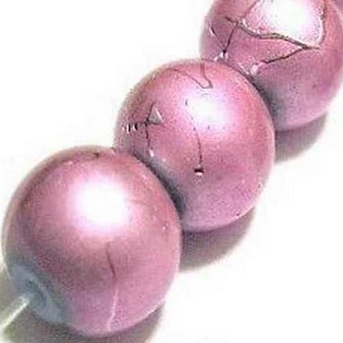 10 perles en verre tréfilé - 6 mm - rose - drawbench - verre filé (pfd06ro)