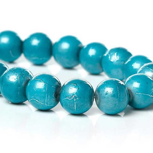 10 perles en verre tréfilé - 6 mm - bleu turquoise - drawbench - verre filé (pfd06tqu)