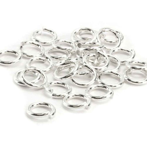 50 anneaux simples ouverts - 6 mm - argenté - anneaux de jonction - ronds (aro06a)