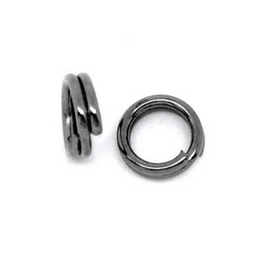 50 anneaux doubles ouverts - 6 mm - couleur gunmetal - noir anthracite - anneaux de jonction - ronds (ado06gm)