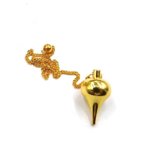 1 pendule / pendentif en métal - goutte luzi - couleur doré - avec chaîne dorée (pm-g01)