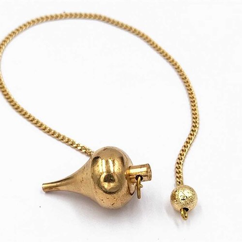 1 pendule / pendentif en métal - goutte luzi -  couleur laiton - avec chaîne (pm-g04)