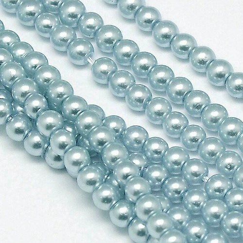 20 perles nacrées en verre - 3 mm - couleur bleu glacier - ice blue (pnv03blgl)