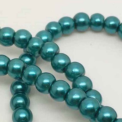 20 perles nacrées en verre - 3 mm - couleur bleu vert pétrole (pnv03blp)
