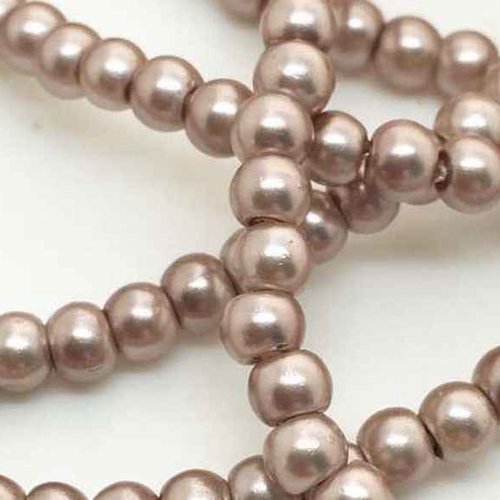 20 perles nacrées en verre - 3 mm - couleur brun café au lait (pnv03cl)