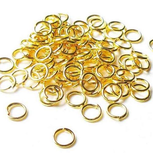 100 anneaux simples ouverts - 7 mm - doré - anneaux de jonction - rond  (aro07d)