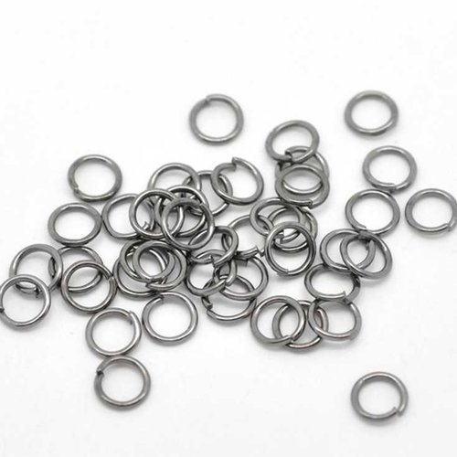 100 anneaux simples ouverts - 7 mm - couleur gunmetal - noir anthracite - anneaux de jonction - rond  (aro07gm)