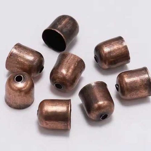 10 embouts pour cordons - 5 x 4 mm - cuivre - embouts à coller - coupelles - tulipes - cylindres - clochettes - calottes - caps (et05ba)
