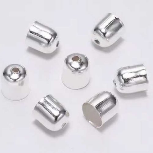20 embouts pour cordons - 5 x 4 mm - argenté - embouts à coller - coupelles - tulipes - cylindres - clochettes - calottes - caps (et05a)