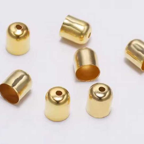 10 embouts pour cordons - 5 x 4 mm - doré - embouts à coller - coupelles - tulipes - cylindres - clochettes - calottes - caps (et05d)