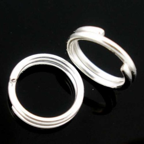 50 anneaux doubles ouverts - 7 mm - argenté - anneaux de jonction - ronds (ado07a)