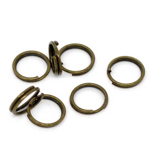100 anneaux doubles ouverts - 7 mm - couleur bronze ancien - anneaux de jonction - ronds (ado07ba)