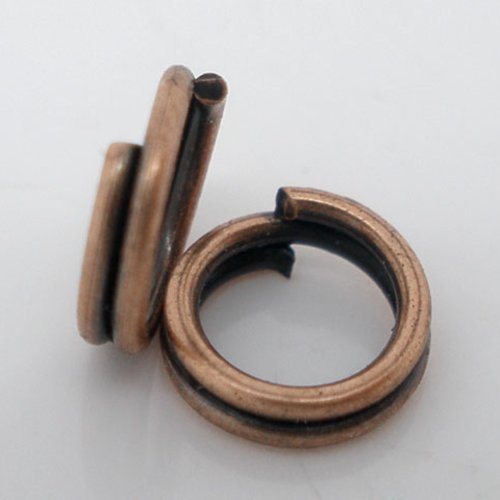 50 anneaux doubles ouverts - 7 mm - couleur cuivre - anneaux de jonction - ronds (ado07cr)