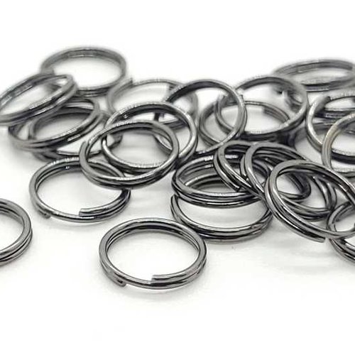 100 anneaux doubles ouverts - 7 mm - couleur gunmetal - noir anthracite - anneaux de jonction - ronds (ado07gm)