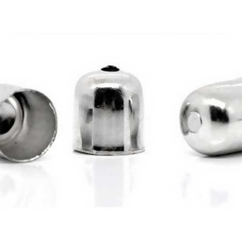 20 embouts pour cordons - 6 x 5 mm - argent mat - embouts à coller - coupelles - tulipes - cylindres - clochettes - calottes - caps et06am
