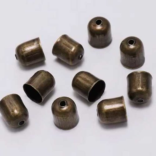 10 embouts pour cordons - 6 x 5 mm - bronze - embouts à coller - coupelles - tulipes - cylindres - clochettes - calottes - caps (et06ba)