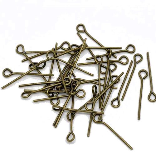 50 tiges à oeil - 16 mm - couleur bronze vieilli - tiges à tête ronde - clous-tiges (cttr16ba)