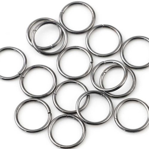 50 anneaux simples ouverts - 8 mm - couleur gunmetal - noir anthracite - anneaux de jonction - ronds (aro08gm)