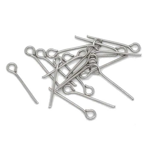 100 tiges à oeil - 18 mm - couleur argent mat - tiges à tête ronde - clous-tiges (cttr18am)