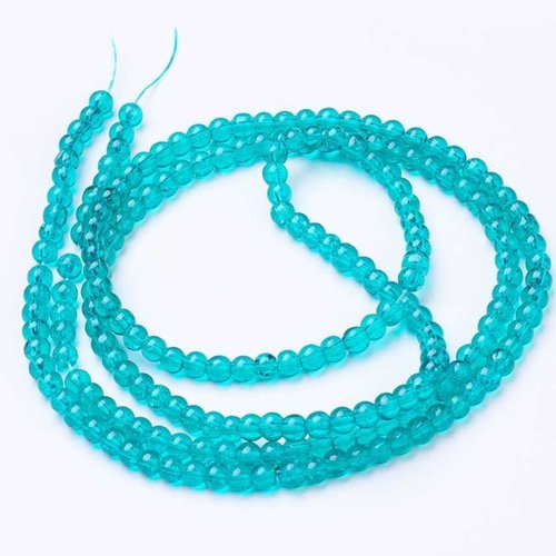 10 perles en verre craquelé - 4 mm - vert de mer / turquoise - perles craquelées - rondes (pcv04vdm)