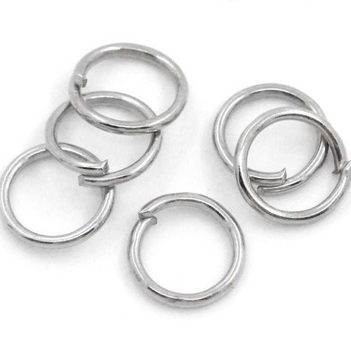 50 anneaux simples ouverts - 10 mm - couleur argent mat - anneaux de jonction - ronds (aro10am)