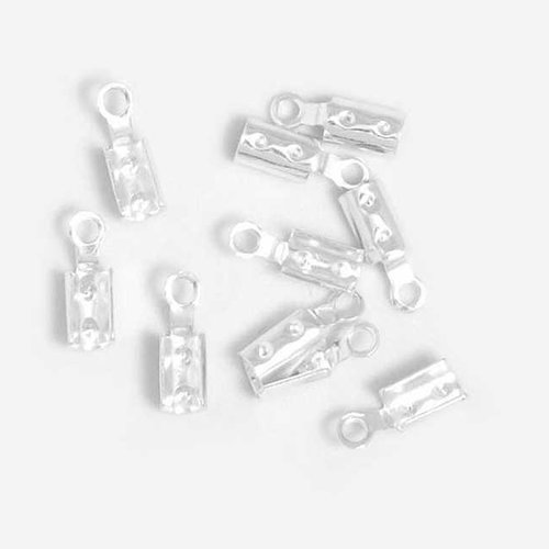 10 embouts de serrage - 8 x 2.5 mm - argenté - embouts pour cordon - fermeture - à sertir - à coller - à pincer (es08a-3)