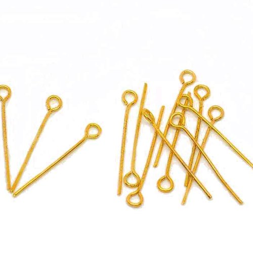 20 tiges à oeil - 22 mm - doré - tiges à tête ronde - clous-tiges (cttr22d)