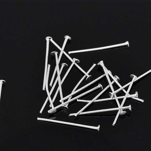 20 clous à tête plate - 22 mm - argenté - tiges à tête plate - clous-tiges (cttp22a)