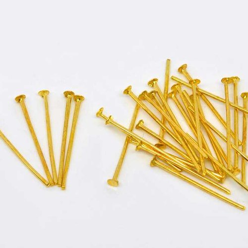 20 clous à tête plate - 22 mm - doré - tiges à tête plate - clous-tiges (cttp22d)