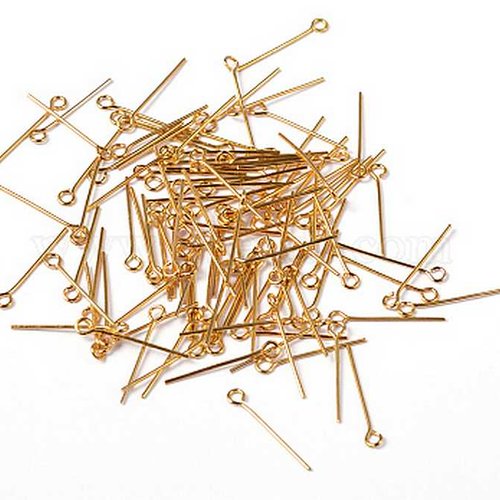 20 tiges à oeil - 20 mm - laiton - doré - tiges à tête ronde - clous-tiges (cttr20ld)