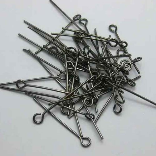 50 tiges à oeil - 28 mm - couleur gunmetal - noir anthracite - tiges à tête ronde - clous-tiges  (cttr28gm)