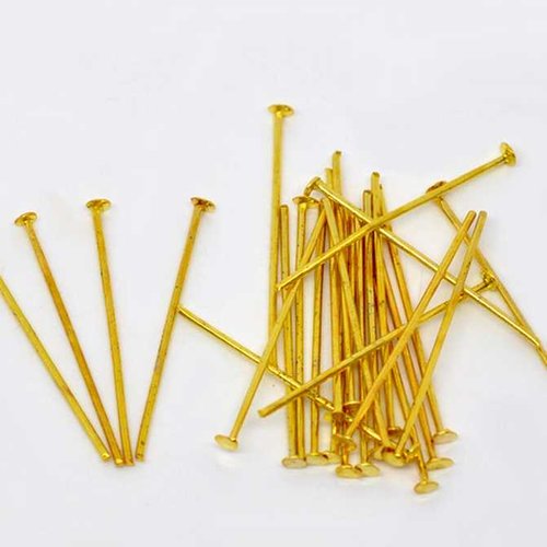 100 clous à tête plate - 24 mm - doré - tiges à tête plate - clous-tiges (cttp24d)