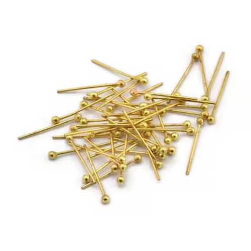 20 clous à tête boule - 16 mm - doré - tiges à tête boule - clous tiges à bille (cttb16d)