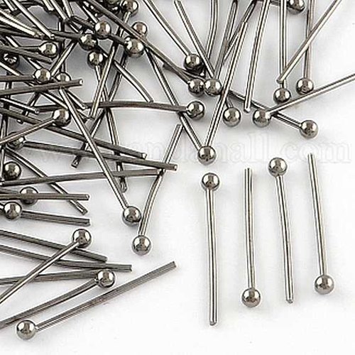 20 clous à tête boule - 16 mm - couleur gunmetal - noir anthracite - tiges à tête boule - clous tiges à bille (cttb16gm)